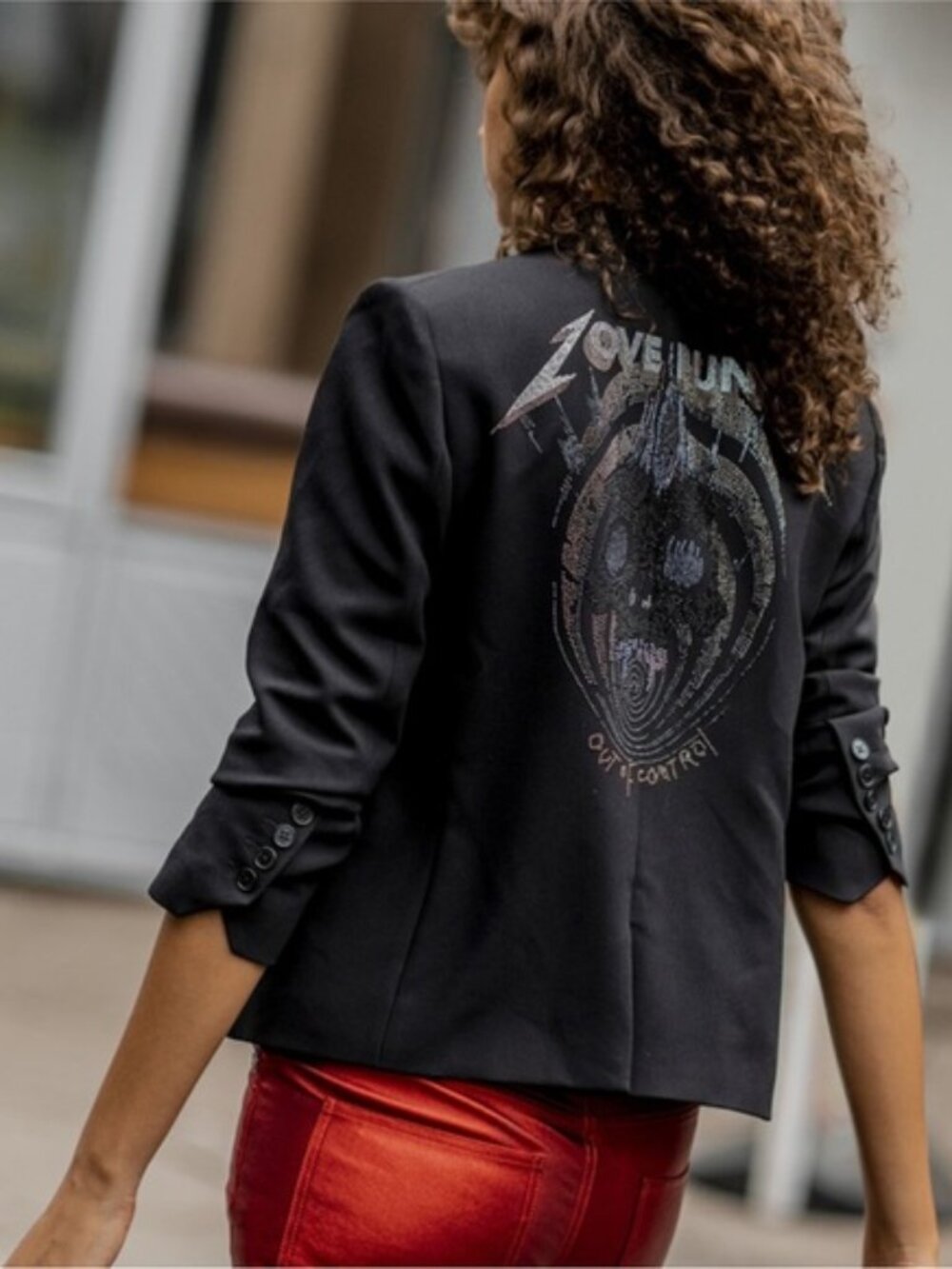 ZADIG & VOLTAIRE Violon Strass Skull DELUXE JACKET BLAZER, Size 40 Love Punk